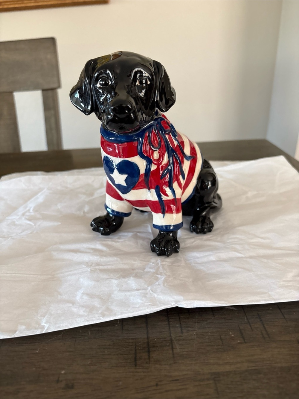 Blue Sky Clayworks Patriotic 7”  Black Lab Puppy Dog July 4th NEW